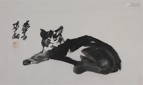 A CHINESE PAINTING OF CAT