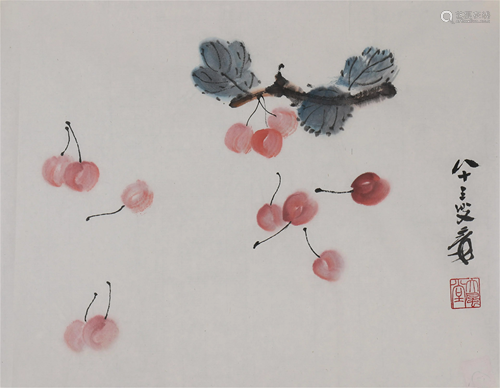 A CHINESE PAINTING OF RED FRUITS