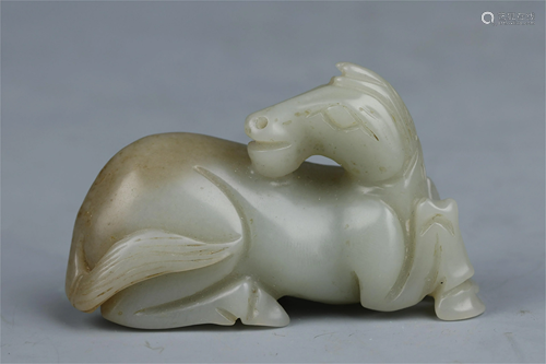 A CHINESE JADE CARVED HORSE