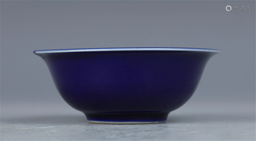 A CHINESE BLUE GLAZED PORCELAIN CUP