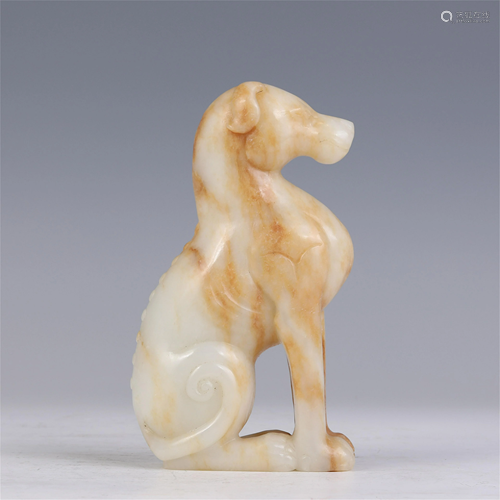 A CHINESE JADE CARVED DOG