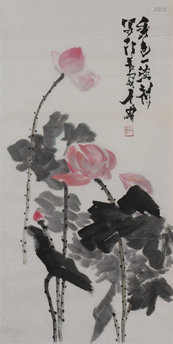 A CHINESE PAINTING OF LOTUS