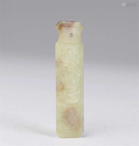 A CHINESE CARVED PHOENIX JADE AX