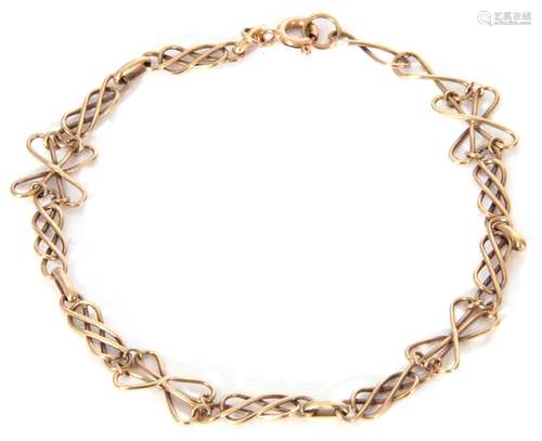 A 9ct gold bracelet, the links in a Celtic and bow design, 4...