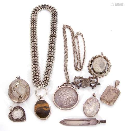 Mixed Lot: mainly white metal jewellery to include two locke...
