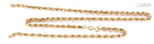 9ct gold rope twist chain, (broken), 5gms