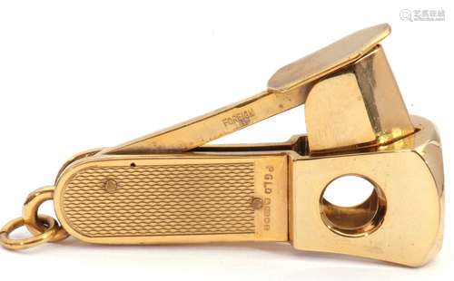 Late 20th century hallmarked 9ct gold encased cigar cutter w...