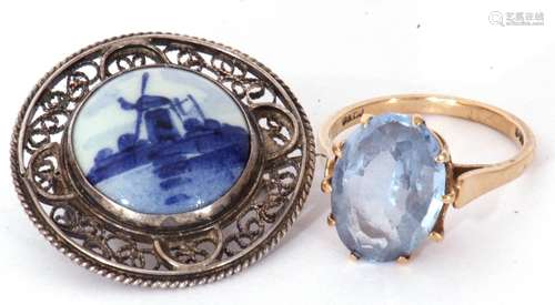 Mixed Lot: 9ct gold blue and paste set dress ring, the oval ...