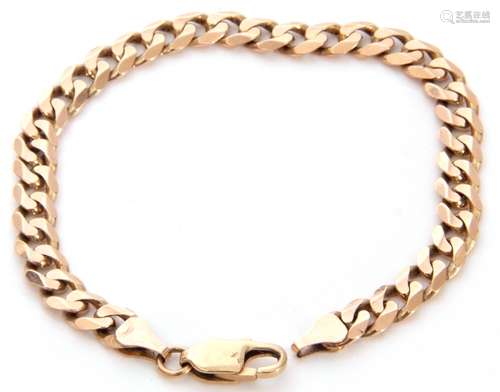 A 375 stamped curb link bracelet, 21cm long, 17.4gms