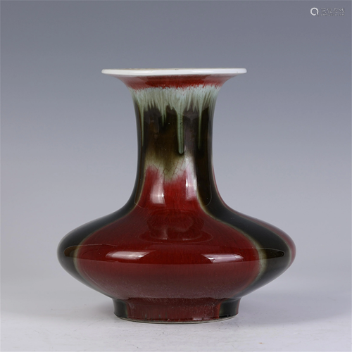 A CHINESE FLAMBE GLAZED PORCELAIN VASE