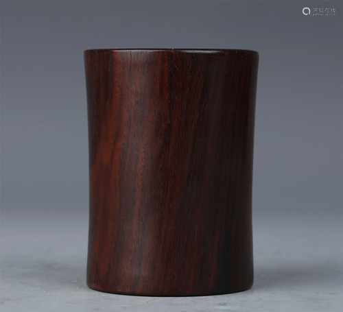 A CHINESE HARDWOOD BRUSH POT