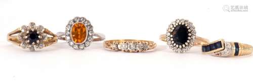 Mixed Lot: five stone graduated diamond ring, the carved gal...