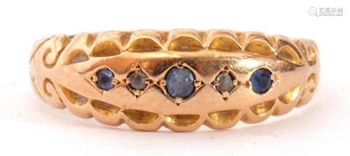 Edwardian 15ct gold, sapphire and diamond ring, alternate se...