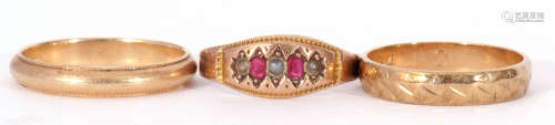 Mixed Lot: Victorian 9ct gold ruby and seed pearl ring, alte...