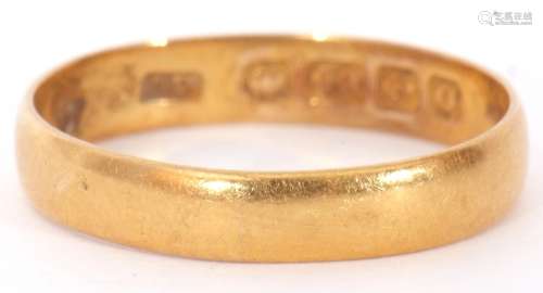 22ct gold plain polished design wedding ring, Birmingham 193...