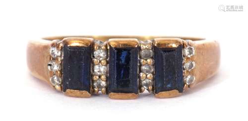 9ct gold, blue coloured stone and paste set ring, the design...