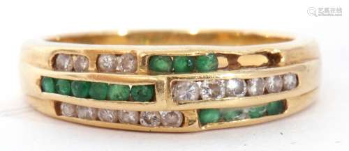 Emerald and diamond set half hoop ring, an Art Deco design o...