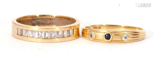 Mixed Lot: two yellow metal dress rings, both paste set, g/w...