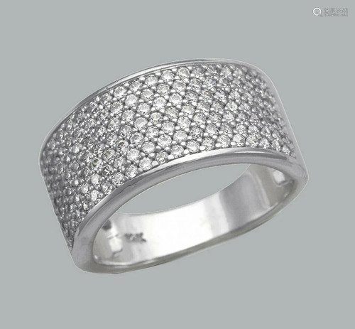 14K WHITE GOLD LADIES FANCY CZ RING PAVE SET WIDE BAND