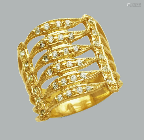 14K YELLOW GOLD LADIES FANCY CZ COCKTAIL RING 6 STACK