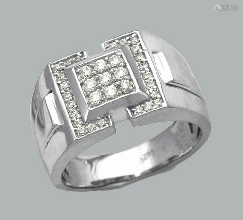 NEW 14K SOLID WHITE GOLD MENS CZ CLUSTER RING