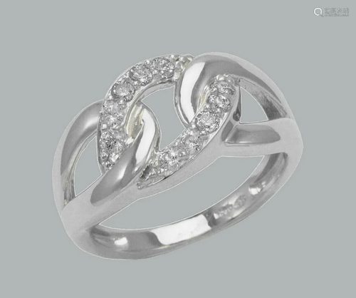 NEW 14K WHITE GOLD LADIES FANCY CZ RING LINKS