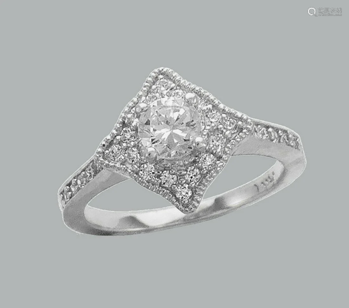 14K WHITE GOLD LADIES FANCY CZ ENGAGEMENT RING