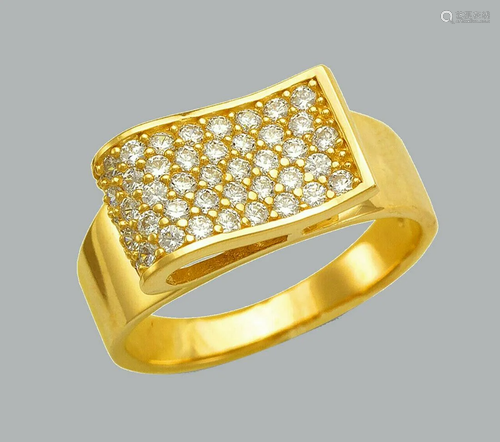 NEW 14K YELLOW GOLD LADIES FANCY CZ RING PAVE SET