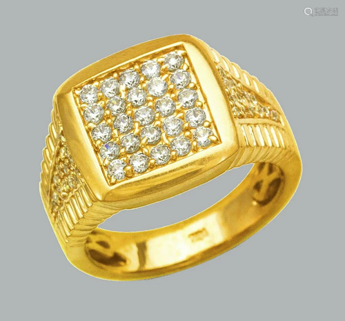 NEW 14K SOLID YELLOW GOLD MENS CZ CLUSTER RING