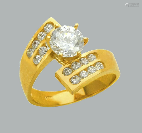 14K YELLOW GOLD LADIES FANCY ENGAGEMENT RING ROUND