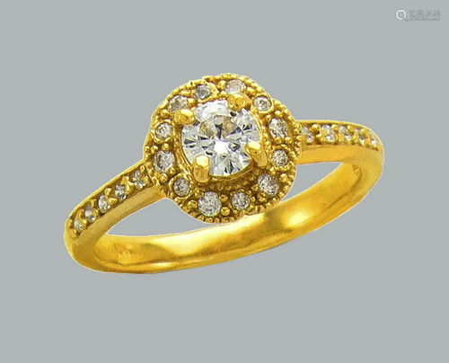 14K YELLOW GOLD LADIES FANCY CZ ENGAGEMENT RING