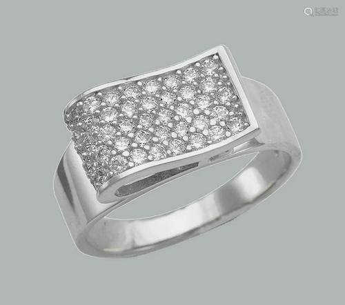 NEW 14K WHITE GOLD LADIES FANCY CZ RING PAVE SET