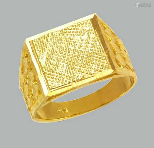NEW 14K YELLOW GOLD MENS NUGGET LARGE RING BAND