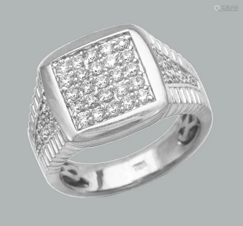 NEW 14K SOLID WHITE GOLD MENS CZ CLUSTER RING