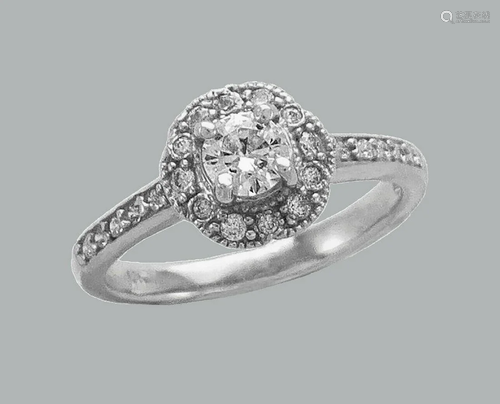 14K WHITE GOLD LADIES FANCY CZ ENGAGEMENT RING