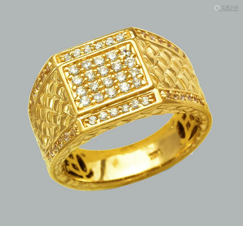 NEW 14K SOLID YELLOW GOLD MENS CZ CLUSTER RING