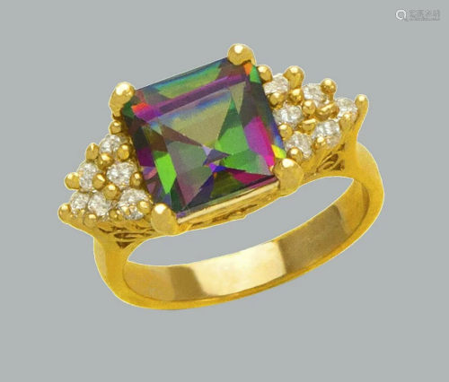 NEW 14K YELLOW GOLD LADIES CZ COCKTAIL RING