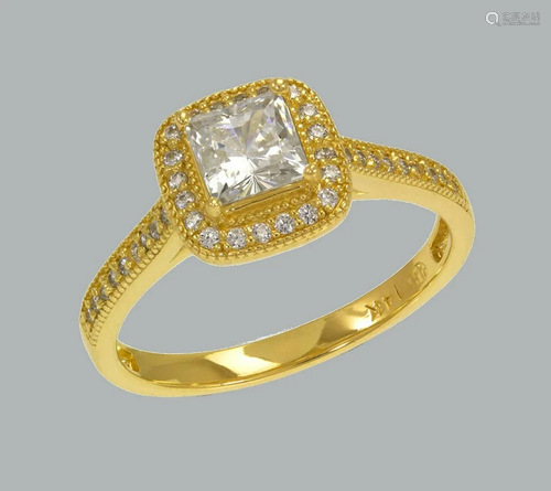 NEW 14K YELLOW GOLD LADIES ENGAGEMENT RING PRINCESS