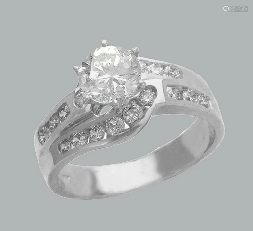 NEW 14K WHITE GOLD LADIES FANCY ENGAGEMENT RING …