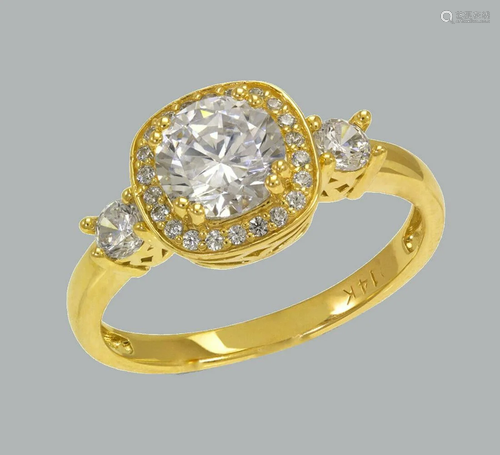 NEW 14K YELLOW GOLD LADIES ENGAGEMENT RING HALO