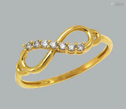 NEW 14K YELLOW GOLD LADIES FANCY CZ RING INFINITY