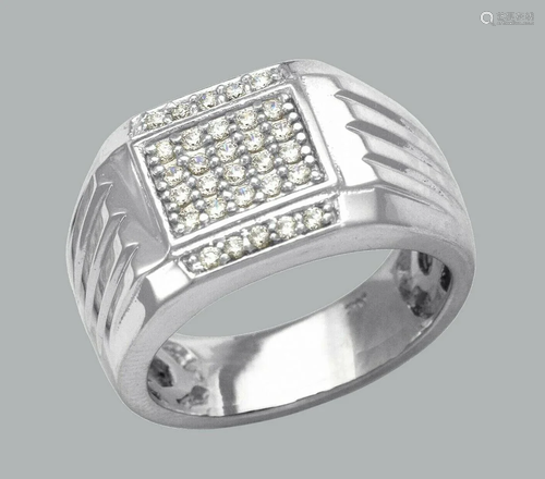 NEW 14K SOLID WHITE GOLD MENS CZ CLUSTER RING