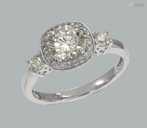 NEW 14K WHITE GOLD LADIES ENGAGEMENT RING HALO