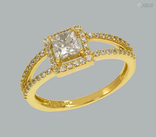 NEW 14K YELLOW GOLD LADIES ENGAGEMENT RING HALO