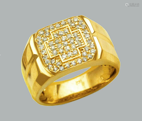 NEW 14K SOLID YELLOW GOLD MENS CZ CLUSTER RING