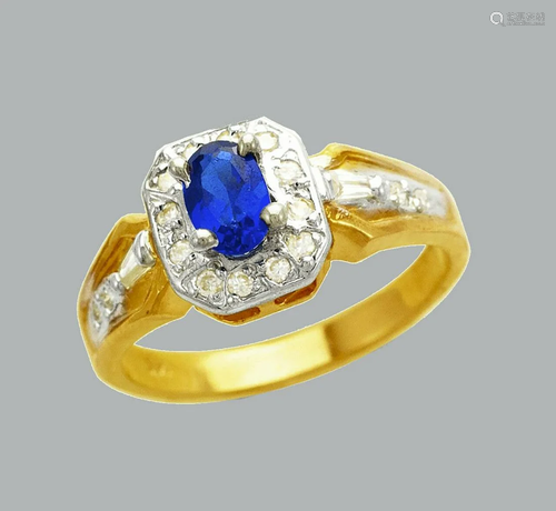 NEW 14K TWO TONE GOLD LADIES FANCY CZ RING