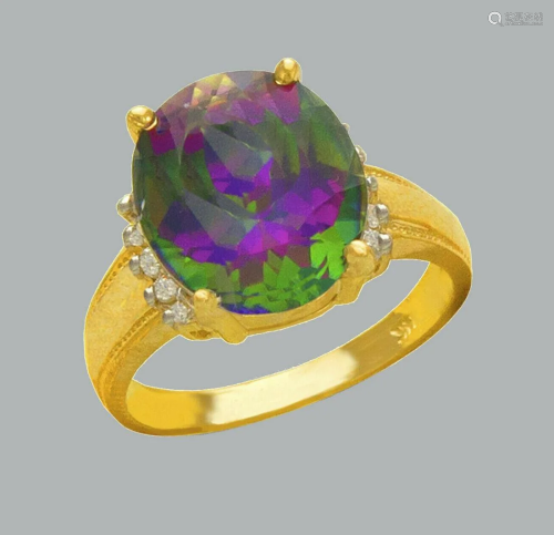 NEW 14K TWO TONE GOLD LADIES CZ COCKTAIL RING