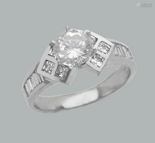 NEW 14K WHITE GOLD LADIES FANCY ENGAGEMENT RING …