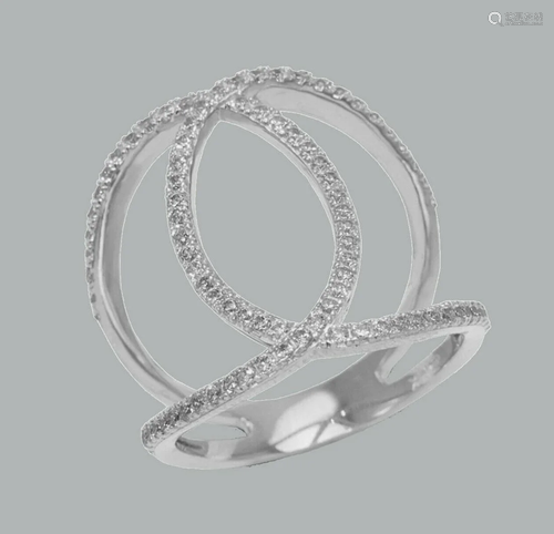 NEW 14K WHITE GOLD LADIES FANCY CZ RING