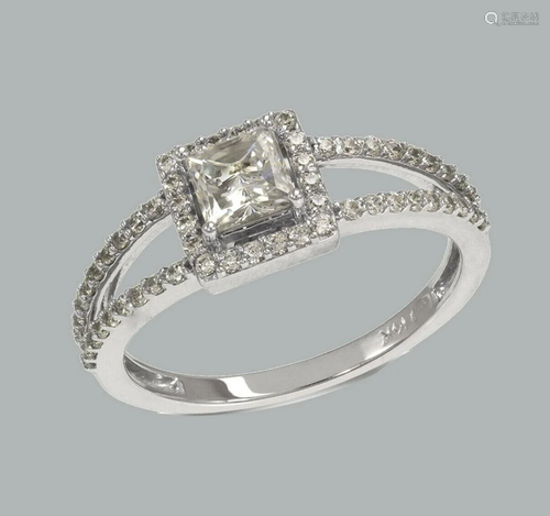 NEW 14K WHITE GOLD LADIES ENGAGEMENT RING HALO